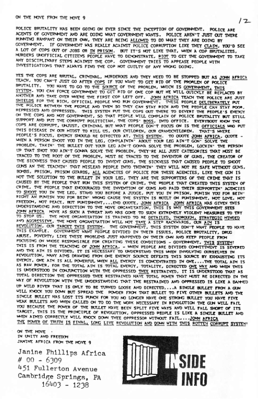 00T rorT 1N D et 9 12 FOLIC BRTALTTY 105 6% GODIG O EVIR STNCE THE INCTSTION OF GOVOWMENT. _WOLICE ARE XGOS GF GOVEMMENT MO AFE DODG AT COVERMENT WawTS.  POLICE BN-T JUST OUF TWERe FIRTIC RANPANT Y THETR O, THEY ARE ACTE ALLAVED 10 80 WT THEY ARE DODG BT COVTRENT. | IF COVEMEEIT 1AS FEALLY ACADNST POLICE CONRUPTION LIV THEY CLADY, T A LOT OF COPS CUT OF 308 ORI PRSI 1745 e LINE DR DN A OB SUTALITES, 1UROES UIDFTICIL CITIZEVS PE0PCE RAVE TO DCONSTIATE, AIOF TO GET THE GOVER®IT 10 TAKE Y DISCIPLIOAY STEVS MATHST TIT COP. GOVOMer@IT TRIES T APPEAST PEOWLE M IVESTIGKTIONS AT AGATS FIiD TWE €08 KOT COTLTY OF AVY RO GODG.  TT3 7T 0% ARt WRUTAL, CATTL, MOROEROUS A THEY NEED TO BE STOPPTD BT AS g0t APRIC TEAGH, Y00 CAN’T ST G ATTER @0ss. IF YOU T 10 CET ATD OF TV PRORLEN OF POLIET FUTALITY. Ve T GO To i SRCT oF T pRonCbY, WO 13 s STSTDX. Y01 CAN 0SCE Govemere 10 GET 1D O OVE € RUT WE VILL OIYORY 8 SeLACTD BY REIER N> TACE OvER Wi T 19ST CO° LETT O um ATRICR TIAOK T POCICE ARE ST SULELDS 1o8 TV KIGE OFYICTAL #LORLE WO MO% COvERErT: TISE POPLE BELISERRTELY AT FOHESSTD A aoTeeSSEo TatS PSP R D Cors G TS T DT e et 5 ot TVE Cors M et CovEmeNDN, 55 AT PEOPLE WILL COPARY OF ROLICE SRUTALITY BT ST SUPRORT WD P T ConmieT OLEHIC I, T COPS. O3S, AT OFPICE:  EvENTAGDY s T4 O ARE COMPT, GOUST, CRNDAL MY AT POPLE GO4-T FOEUS O 13 THE BITICIALS e RUT THIS DISLASE I 0w MG T KILL U3, (R CHTLONDN, 0% COROCHTLONDN:  TAT-S ERE FEOPLE’S 10CUR, DARCY SWAD 3¢ DIECTED K. TS SYOTDY. 0 GUOTE ey ATRICR, T - SN A PR ST Y00 TN T L, COATETN® AR TR LI AT Gt Ve it FROBLDA, TAKDN X WELEY GUT YOUW CIG ADN-T o S0LVE THE.PAORCDN, LOXDN” T PENSON [P AT ST 10U AIN’T Ga SOLVE THE FROBLIN, VEY-AE ALL JUST CKTICORTES DO 15T SC TUACTD T0 ML 00T OF TV PROBCEN, HUST 8¢ TICTD TO T IWVOITOR OF GG, THE CHEATOR O T SIOOSS TIAT CAUSED PEOPLE To TN/ GO, M STOOSS DT OUSTD PEBPLE 10 SEOF (GINS A THE TEACMTN® AT MISLIID PIOPLE INTD THIWIN® THEY VILL KOT T SAFE MITIOOT GO, EXES, RSO, FRISON GRS, ALL AGDWCTES OF FOLICE fOR WESE AGDRIES, LIXE Tt GON 15 10T TE SOUTION T0 TVE BULLET Y YO LI, THEY ARE THE SURORTERS OF T CADE DT 15 CASTD Y TIL POFLE TWKT W TNTS SYSTON GF O, TNE PEOPLE TIAT CHEATED S SYSTEN 0F DT, T PEORLE AT DTURATD TV DWMTION O s ) PATD TNEI STPRCRTIN” ACDEIES SR o0 D T L1, ST 100 RETONE A S00E, T I PR TS, MUY 100 108 SEDY PG RIS T FOn BEDY s CAUSE T SYETE 13 WUTLY O MiSeaarE, MOT Lo, T [T, MOt PACT, W PRSI, D GUTe. S ATRIG e ATRIG YAS GIVEY TS OMOESTAGDE 1 DINECTION T0 e WOTE GRATATION N1 13 By DTS COVEmerDIT ST 2% ATRICA VT XSS A TORENT My 105 GO D SI0H DXTUDATLY VIOLDNT EASRES o THY TSR R, T hV CaGANTIATIGN 15 AN 10 N DETARLID, DAgeRES(y TRIEEIC sbeh ot e o oo o et e G B Ponie™ GOt T T DIioes T e S okt S ARIE. PN LIVE TST MONLING ST MAPPEMTD OV VIR Gf D RITS PTOPLE Fooe TUS GF AGST RESTOGIE Ton CHATDG THESE CNTLoG - COvEmeDNT, Ty SRR Ry e  FEVOUITION, sas ADIS GO 04 O DRERCY. SAURCT OETEATS I3 SORCE BY EOBISTIE 1T DITRCT. O ADY 15 ALL POUTRFUL e ALL DUTGY 15 COLDMIBATED TH O, - TWE TOmL DY 15 1S PAU POUTN, TOR THE TOTAL AT 13 TOTAL BIRCY, TOTALITY, OIRECTED GHf JAY A WY DTS 5 DOERSTOOD TN COUDETION WITH TVE OPPRESSED T AESTIATVED, IT 15 ROERSTOOD DT A3 TTTAL DIRECTION TMT OPIESSTD THTE RESTRATMED WAVE TOTAL RN IO WY N SIRECTTD v 1T AT OF REVOLUTION WITH THE GYDESSTATS TIAT THE RESTRAINED A4 OPPRESSED 15 LINE A BRWED P VTLD RIVER AT 13 GHLY T0 B¢ TURD ooSE AVD DINECTID, ... SDGLE WLLET FRN & a0  SILL IX YO) O BT SPREAD TE ROUOCR 1304 DT SALEY 75 F1VE OTAEN BOLLITS N6 T SDCLE BILLET AS LOST TS PRI 108 00 1) LEHGTR IVE O TR BILET Y00 1T PRVT  VAR BULLETS WD W1 CALLED O T0 00 TV oSk NICESSARY D REVOLOTION T G UTLL TATL  U BECAUSE T PR O T WALET 1T B SPLIT FIVE SaTS MWD VTLL FALL SIORT OF 175  TANGET, THES 15 TN PRNCIRLE O REVOUTION, OnpatsseD SIOMLE 15 LIV A SNGLE BALET MO 14O NMED COMECTLY WILL I00K 0ot THEE OFPaPSson ST FATL, . od0 ATSIGA DAL TR OF T {5 [0AL, L2 LIVE SOUITION 1) gl MTTX T AOTTEY SommPT SYSTEY ot e rore  0 ey o e  M ARG P T O 9  [y Janine Phillips Africa ll l  # 00 - 6309  Canbrl;ig:og);fi;\g;é PA —— l"ﬂ] 
